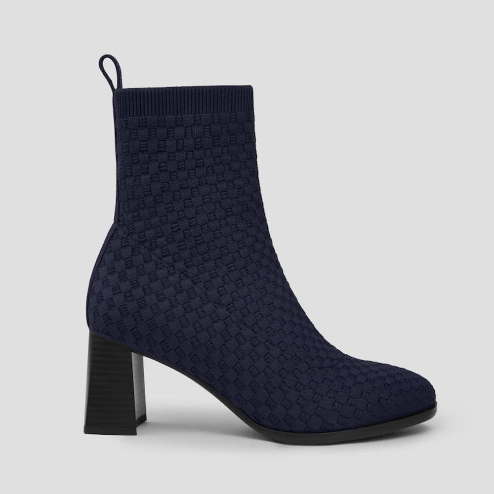 Vivaia Thalita Round-Toe Water-Repellent Heeled Boots in Black Jacquard Size 9 - Picture 2 of 16